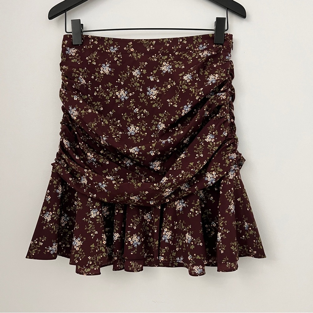 $398 NWT Veronica Beard Taras Silk Skirt in Merlot Multi Sz 00 0 2 4 6 8 10